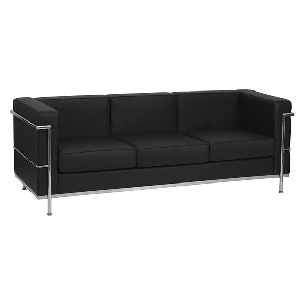 Flash Furniture Sofa, 28-1/2" x 27-1/2", Upholstery Color: Black ZB-REGAL-810-3-SOFA-BK-GG
