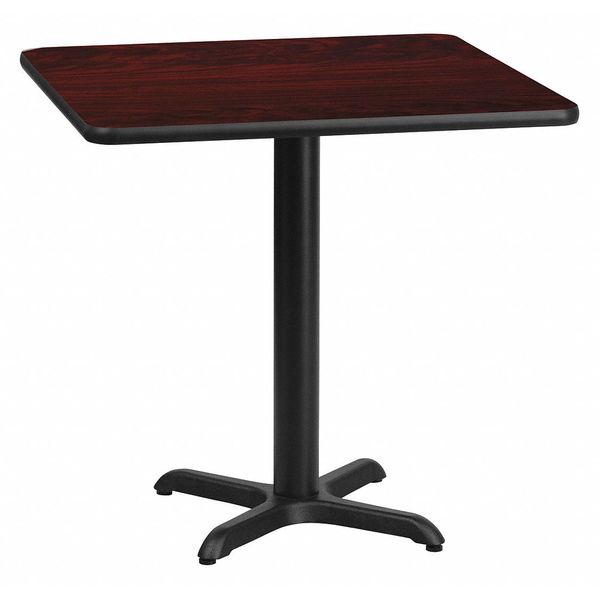 Flash Furniture Square Laminate Table, 30" W, 30" L, 31.125" H, Laminate Top, Wood Grain XU-MAHTB-3030-T2222-GG