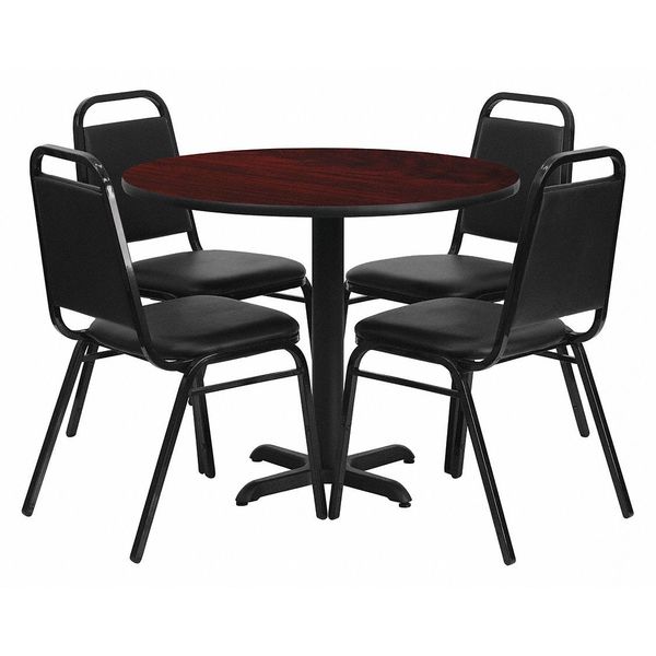 Flash Furniture Round Table Set, 36" W X 36" L X 30" H, Laminate, Wood Grain HDBF1002-GG