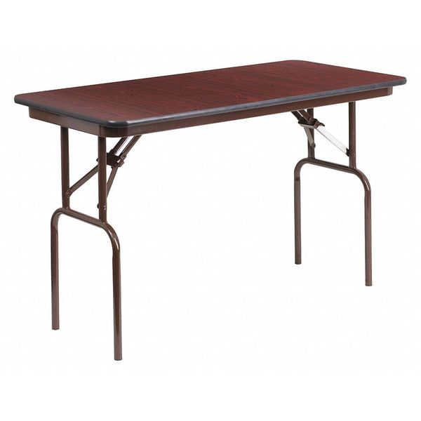 Flash Furniture Rectangle Folding Table, 24" W, 48" L, 30" H, Laminate Top, Wood Grain YT-2448-MEL-WAL-GG