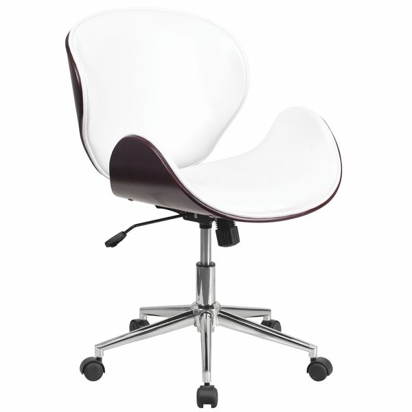 Flash Furniture Conference Office Chair, 26"L32"H, LeatherSeat, ContemporarySeries SD-SDM-2240-5-MAH-WH-GG