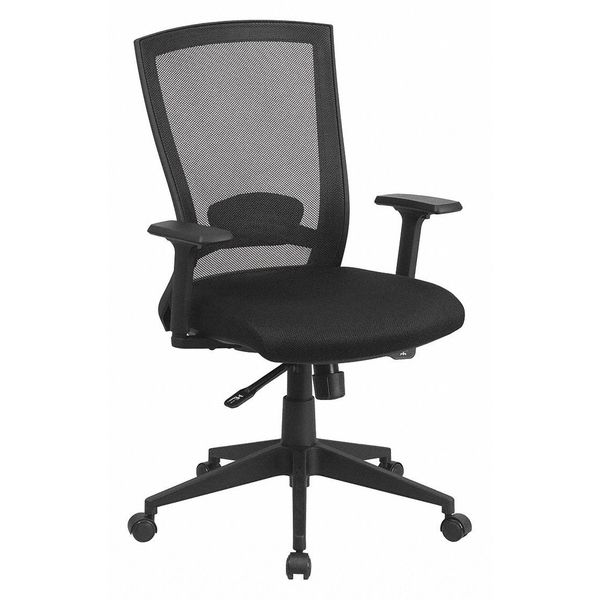 Flash Furniture Contemporary Chair, Mesh, 17-1/2" to 20-1/2" Height, Adjustable Arms, Black HL-0004K-GG