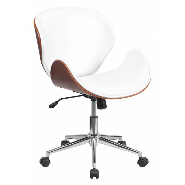 Flash Furniture Mid-Back Exec Chair, White/Walnut, 35-1/4" H, Foam Seat SD-SDM-2240-5-WH-GG