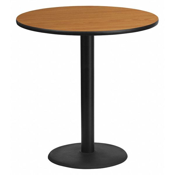 Flash Furniture Round Natural Laminate Table, 42" W, 42" L, 43.125" H, Laminate Top, Wood Grain XU-RD-42-NATTB-TR24B-GG
