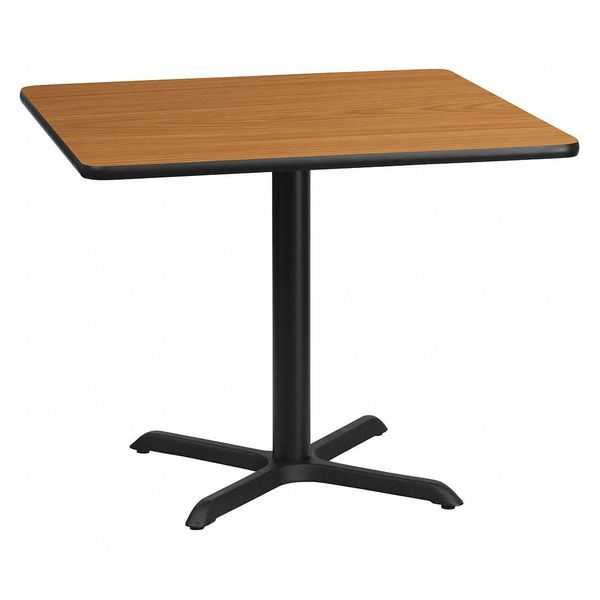 Flash Furniture Square Natural Laminate Table, 36" W, 36" L, 31.125" H, Laminate Top, Wood Grain XU-NATTB-3636-T3030-GG