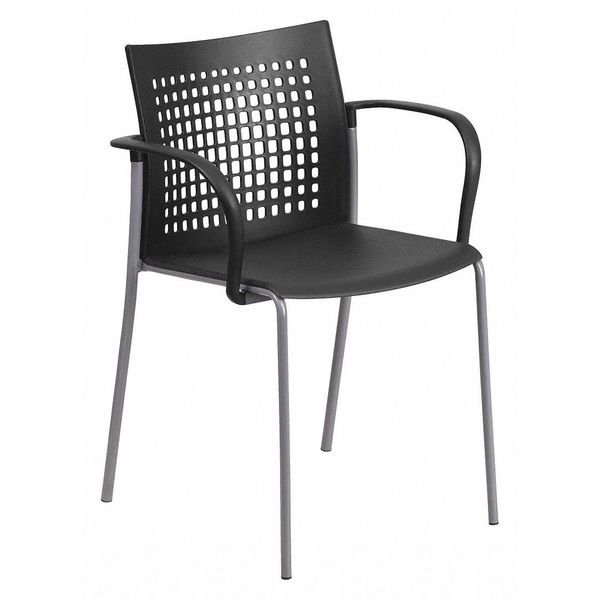 Flash Furniture Stack Chair, Plastic, Black, 30" H RUT-1-BK-GG
