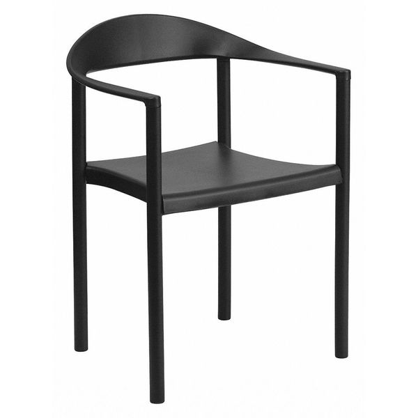 Flash Furniture Cafe Chair, Stackable, Plastic, Black RUT-418-BK-GG