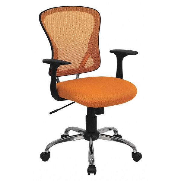 Flash Furniture Task Chair, 18" to 22", Fixed Arms, Orange H-8369F-ORG-GG