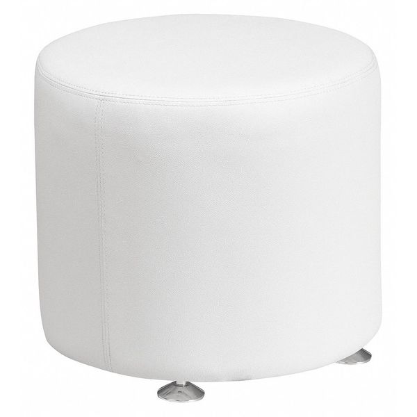 Flash Furniture Ottoman, 18" x 16-1/2", Upholstery Color: White ZB-803-RD-18-WH-GG