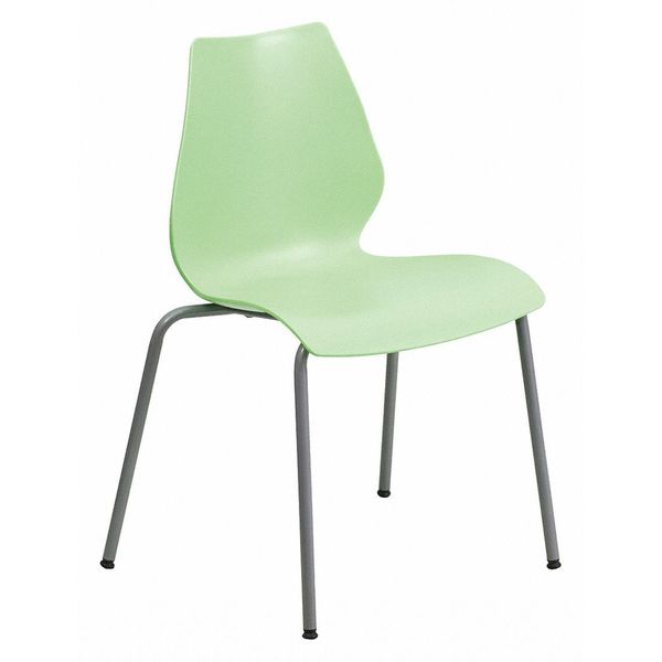 Flash Furniture Stack Chair, Plastic, Green w/Silver Frame RUT-288-GREEN-GG