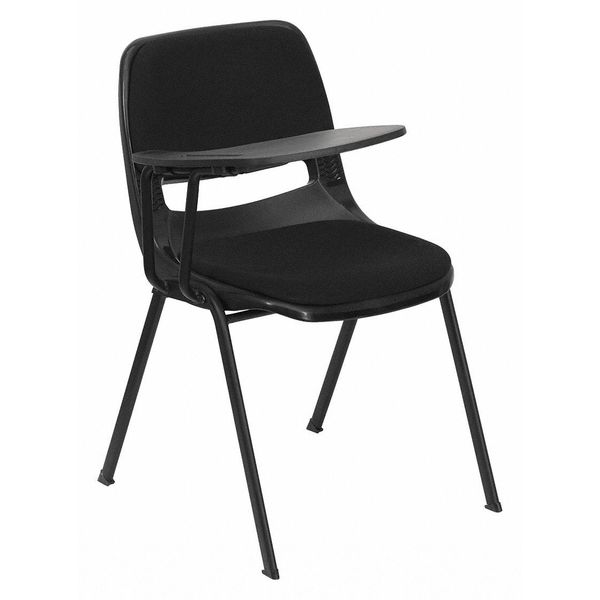Flash Furniture Right Handed Tablet Arm Chair, Plastic, Bk, 21" W, 25.5" L, 32" H, Black RUT-EO1-01-PAD-RTAB-GG