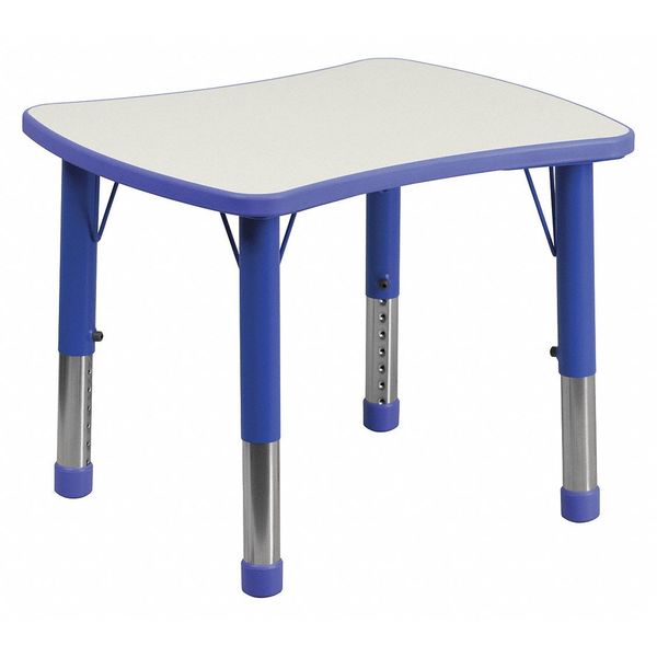 Flash Furniture Rectangle Preschool Table, Bl, 21.875" W x 26.625" L, 21.875 W X 26.625 L X 23.5 H, Plastic, Steel YU-YCY-098-RECT-TBL-BLUE-GG