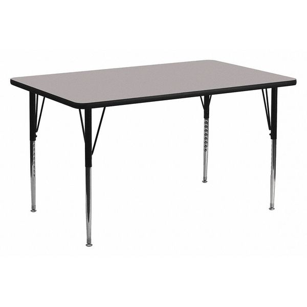 Flash Furniture Rectangle Activity Table, 24 W X 60 L X 30.25 H, Chrome, Laminate, Particleboard, Steel, Grey XU-A2460-REC-GY-H-A-GG