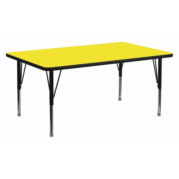 Flash Furniture Rectangle Activity Table, 30" W X 72" L X 25.25" H, Laminate, Yellow XU-A3072-REC-YEL-H-P-GG