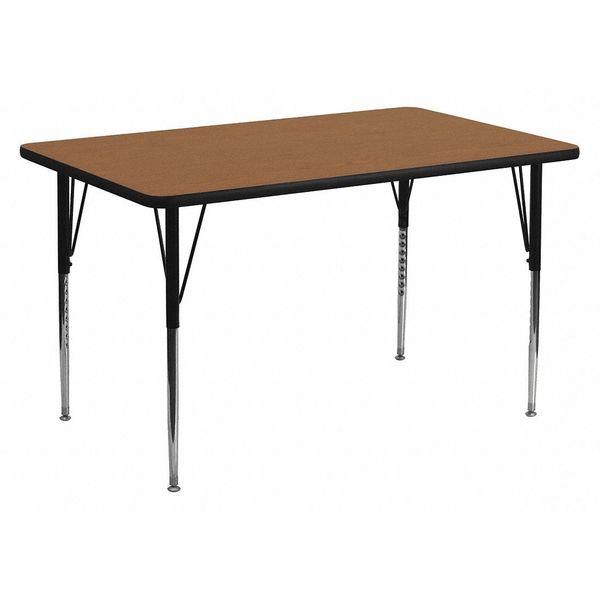 Flash Furniture Rectangle Activity Table, 24 X 48 X 30.125, Chrome, Laminate, Particleboard, Steel Top, Wood Grain XU-A2448-REC-OAK-T-A-GG