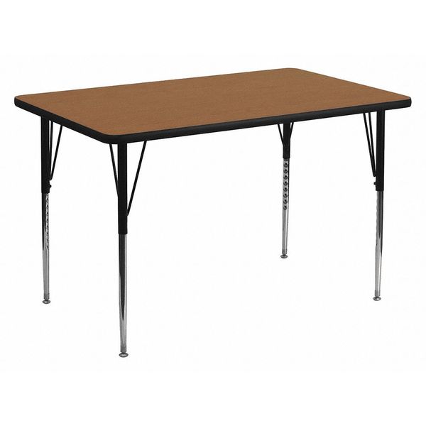 Flash Furniture Rectangle Activity Table, 30 W X 48 L X 30.125 H, Chrome, Laminate, Particleboard, Steel XU-A3048-REC-OAK-T-A-GG