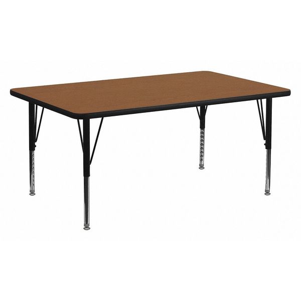 Flash Furniture Rectangle Activity Table, 30" W X 72" L X 25.25" H, Laminate, Wood Grain XU-A3072-REC-OAK-H-P-GG