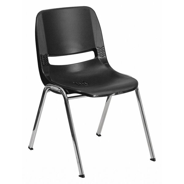 Flash Furniture Stack Chair, Chrome Frame, Black, 14" RUT-14-BK-CHR-GG