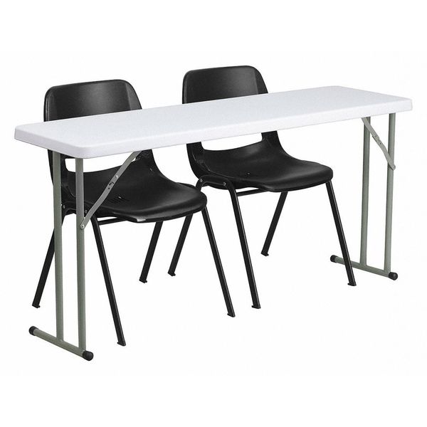Flash Furniture Rectangle Folding Table, 18" W, 60" L, 29" H, Plastic Top, White RB-1860-2-GG