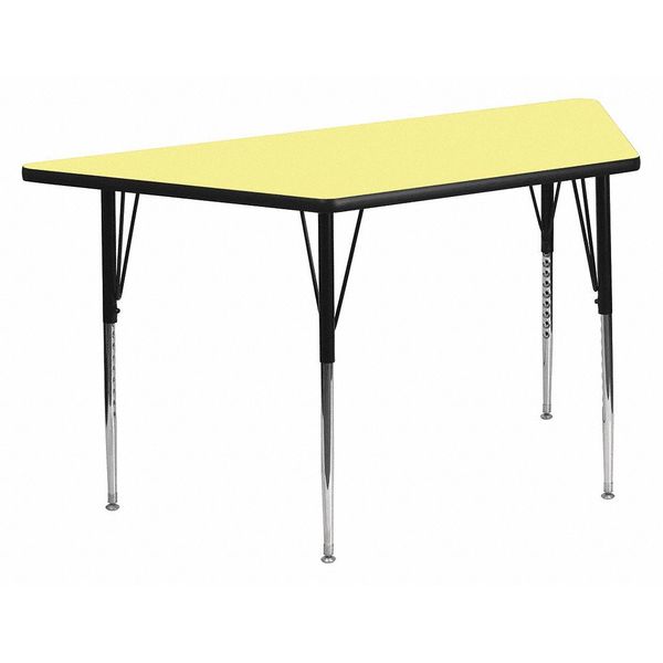 Flash Furniture Trapezoid Activity Table, 29 X 57 X 30.125, Chrome, Laminate, Particleboard, Steel Top, Yellow XU-A3060-TRAP-YEL-T-A-GG