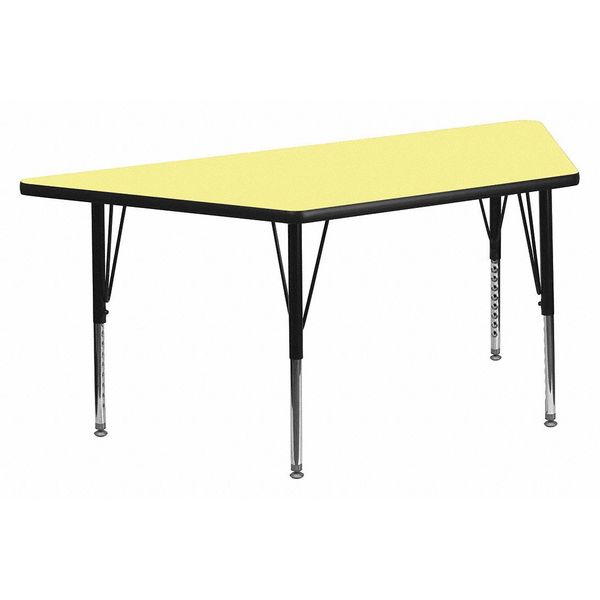 Flash Furniture Trapezoid Activity Table, 29 X 57 X 25.125, Chrome, Laminate, Particleboard, Steel Top, Yellow XU-A3060-TRAP-YEL-T-P-GG