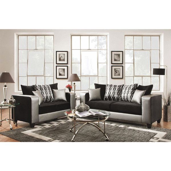 Flash Furniture Living Room Set, 34" x 34", Upholstery Color: Black RS-4120-06LS-SET-GG