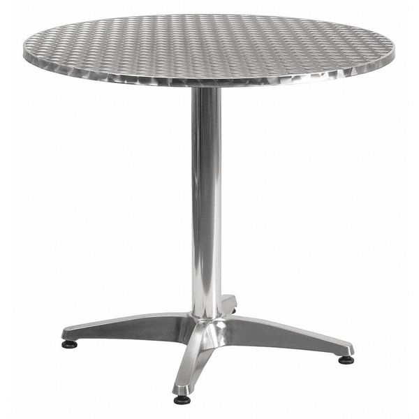 Flash Furniture Round Table, Round, Aluminum, 31.5", 31.5 W, 31.5 L, 27.5 H, Aluminum, Plastic, Stainless Steel Top TLH-052-3-GG