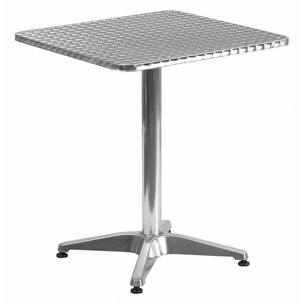 Flash Furniture Square Table, Square, Aluminum, 23.5", 23.5 W, 23.5 L, 27.5 H, Aluminum, Plastic, Stainless Steel Top TLH-053-1-GG