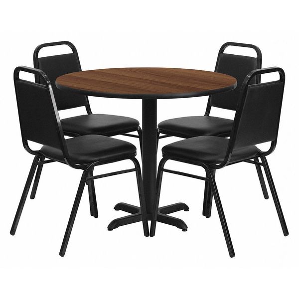 Flash Furniture Round Table Set, 36" W X 36" L X 30" H, Laminate, Wood Grain HDBF1004-GG