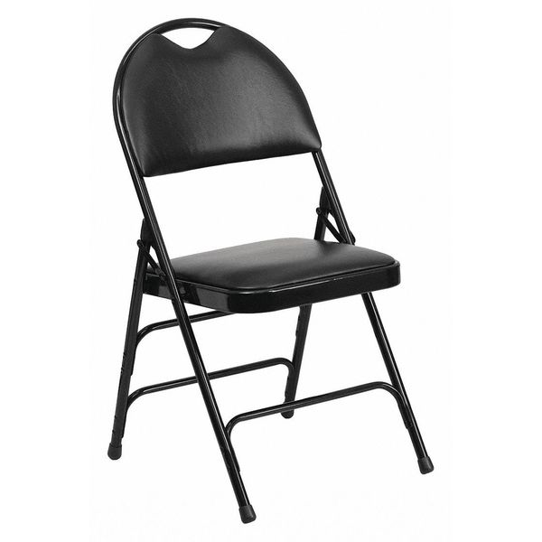 Flash Furniture Folding Chair, Black Vinyl, 34.5" H HA-MC705AV-3-BK-GG