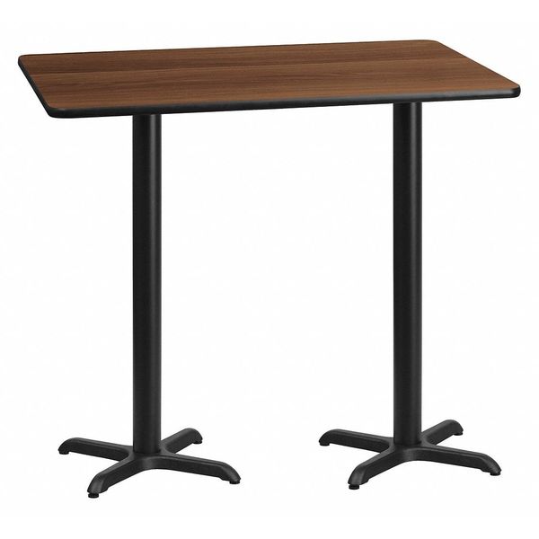 Flash Furniture Rectangle Walnut Table, Rectangle w/X-Base, 30"x60", 30" W, 60" L, 43.125" H, Laminate Top XU-WALTB-3060-T2222B-GG