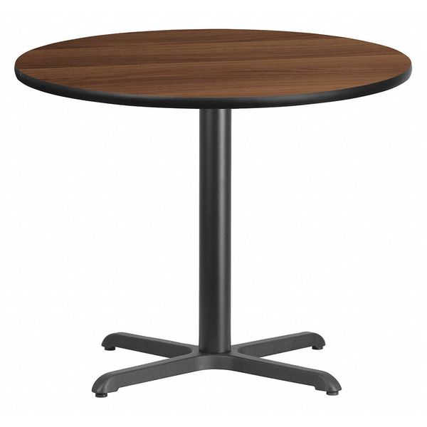 Flash Furniture Round Walnut Table Top, Round w/X-Base, 36", 36" W, 36" L, 31.125" H, Walnut XU-RD-36-WALTB-T3030-GG