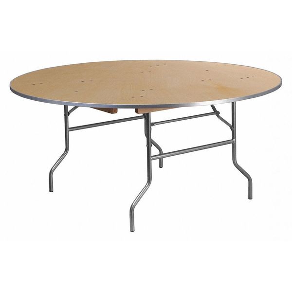 Flash Furniture Round Folding Table, 66" W, 66" L, 30" H, Wood Top, Wood Grain XA-66-BIRCH-M-GG