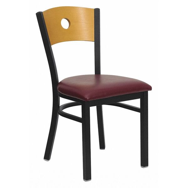 Flash Furniture Restaurant Chair, 21-1/2"L32-3/4"H, VinylSeat, HerculesSeries XU-DG-6F2B-CIR-BURV-GG