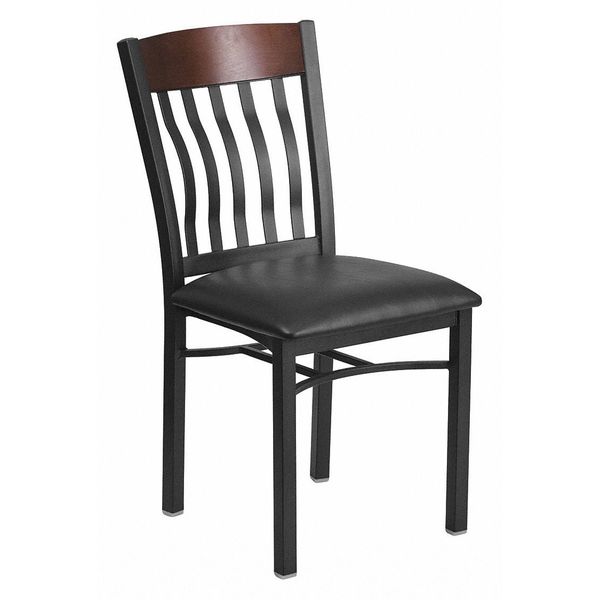 Flash Furniture Restaurant Chair, 24-1/2" L 35-3/4" H, Eclipse Series XU-DG-60618-WAL-BLKV-GG
