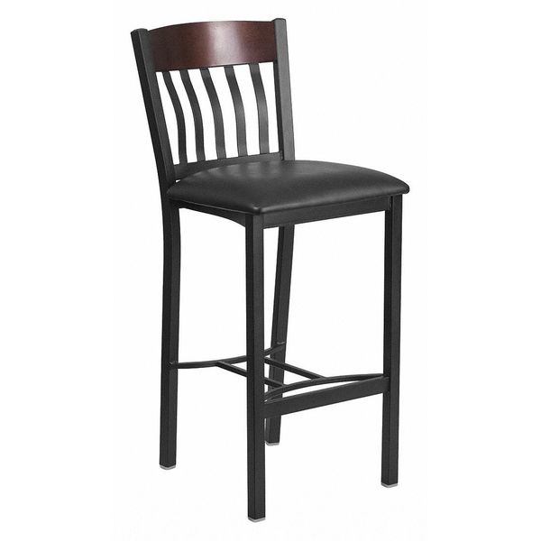 Flash Furniture Vertical Stool, Blk/Natural, Blk Vnyl Sea XU-DG-60618B-WAL-BLKV-GG