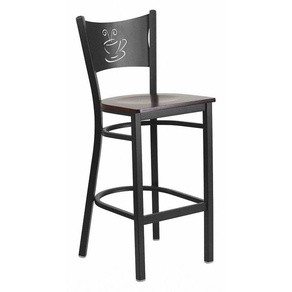 Flash Furniture Restaurant Stool, Blk Coffee, Walnut Seat XU-DG-60114-COF-BAR-WALW-GG