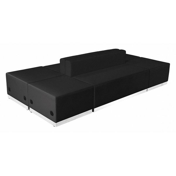 Flash Furniture 6 pcs. Living Room Set, 25-1/4" to 51" x 27", Upholstery Color: Black ZB-803-690-SET-BK-GG