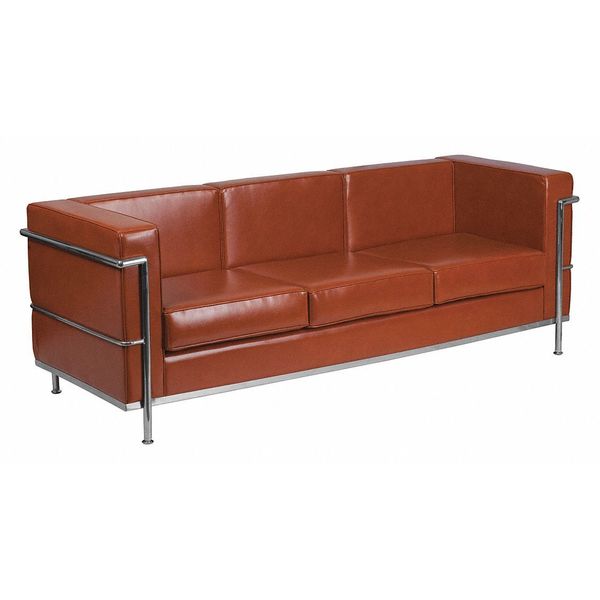 Flash Furniture Cognac Leather Sofa, 28-1/2" x 27-1/2" ZB-REGAL-810-3-SOFA-COG-GG