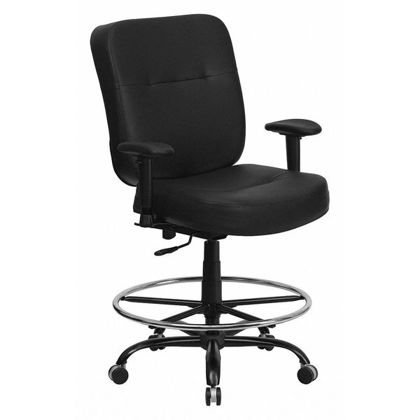 Flash Furniture Leather Drafting Chair, 24" to 29", Adjustable Arms, Black LeatherSoft WL-735SYG-BK-LEA-AD-GG