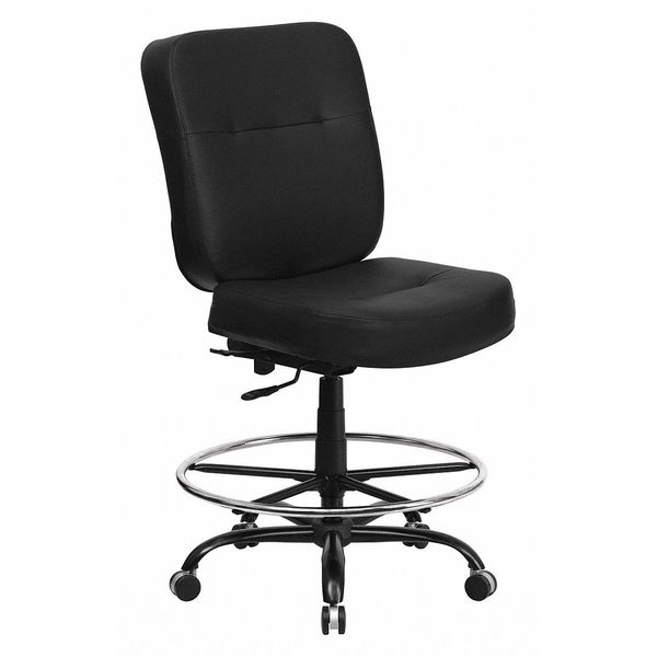 Flash Furniture Leather Drafting Chair, 24" to 29", Black LeatherSoft WL-735SYG-BK-LEA-D-GG