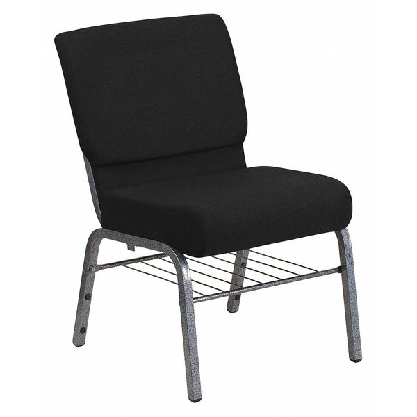 Flash Furniture Fabric Church Chair, Black XU-CH0221-BK-SV-BAS-GG