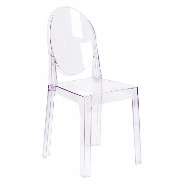 Flash Furniture Transparent Crystal Ghost Chair, 15.75 W 20-1/4" L 35 H, Plastic, Polycarbonate Seat OW-GHOSTBACK-18-GG