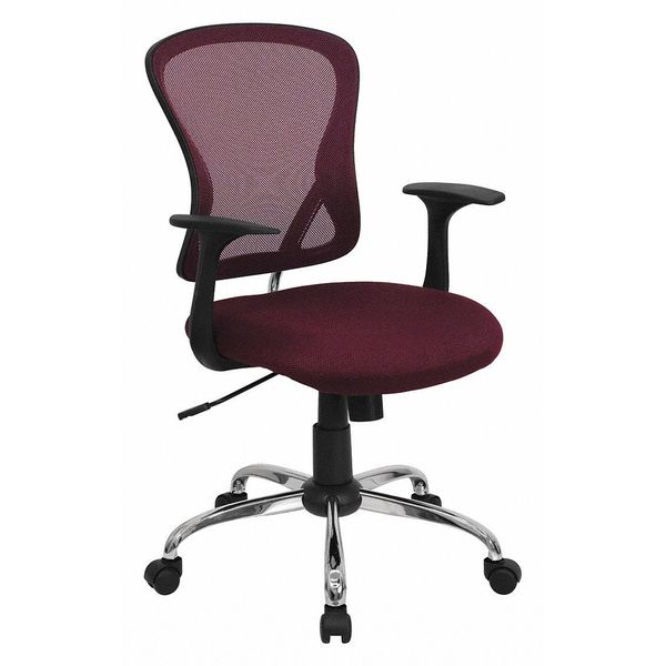 Flash Furniture Foam Task Chair, 18" to 22", Fixed Arms, Burgundy H-8369F-ALL-BY-GG