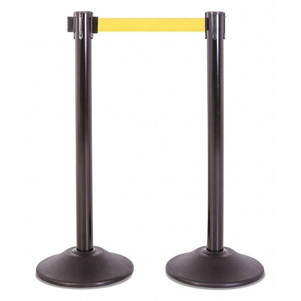 Us Weight Steel Stanchion, Blk, 7.5ft, Yellow Belt, PR U2102YEL