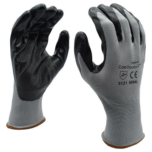 Cor-Touch Ii Nitrile Coated Gloves, Palm Coverage, Black/Gray, XL, 12PK 6894XL
