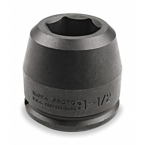 Proto 1 1/2 in Drive Impact Socket 2 1/8 in Size, Standard Socket, black oxide J15034