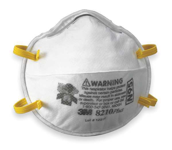 3M N95 Disposable Respirator, Universal, White, PK20 8210PLUS