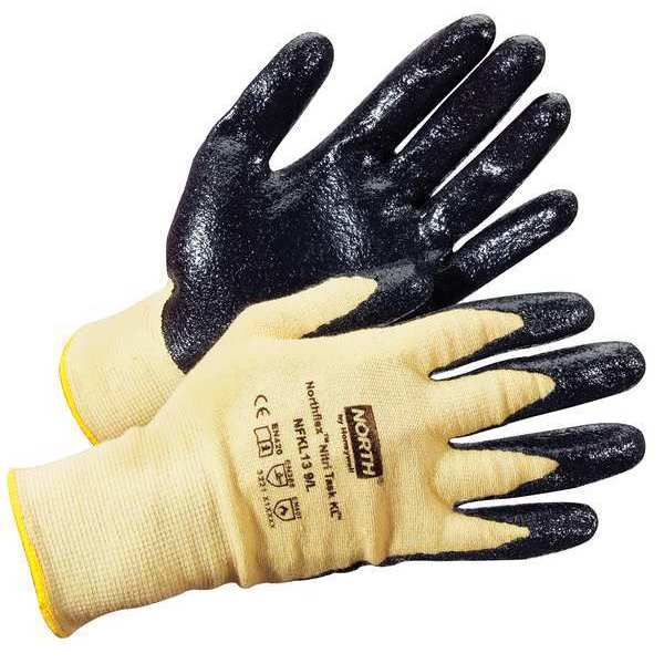 Honeywell Nitrile Coated Gloves, Palm Coverage, Black/Yellow, S, PR NFKL13/7S