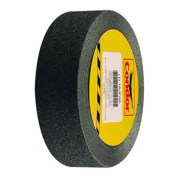 Condor Anti-Slip Tape, Very Course, 46 Grit Size, Solid, Black 2 in x 60 ft, 41 mil Thickness, Rubber GRAN13539
